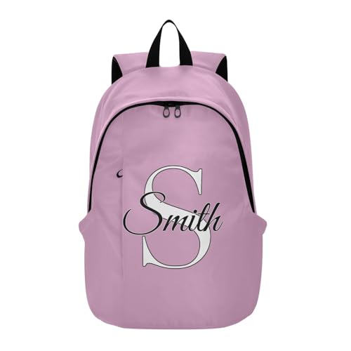 MCHIVER Custom Travel Backpack Fondant Pink Personalized Casual Daypack Backpacks Lightweight Carry on Bag Water Resistant Hiking Backpack for Women and Men