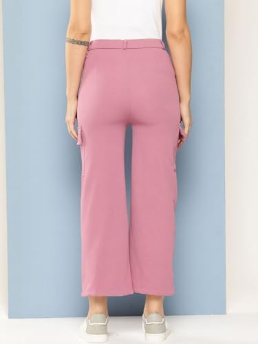 Image of Women's Cargo Pants High Waisted Baggy Wide Leg Cargo Trousers Casual Loose Fit 4 Pocket Utility Streetwear Fashion Work Bottoms, White Black Pink Lavender Beige Brown