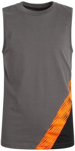 Rbx Boys Active 3-Piece Short Set - Basketball Performance Activewear Set, Size 12, Vibrant Orange/Castle Rock #TOP3