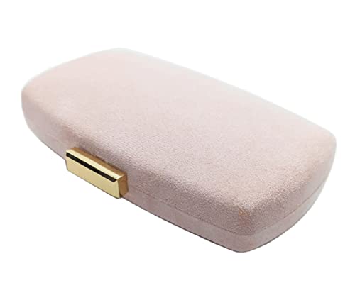 BRANDELIA Bolso fiesta mujer bombonera antelina cartera de mano ovalada ante con cadena, Nude Oro BRANDELIA Bolso fiesta mujer bombonera antelina cartera de mano ovalada ante con cadena, Nude Oro