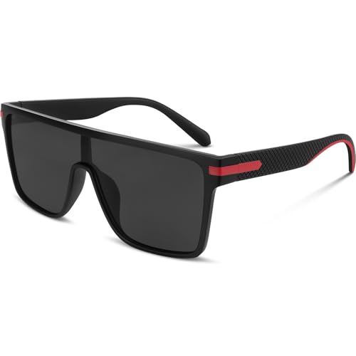 Dollger Oversized Shield Sunglasses for Men Women, Trendy Big Square Flat Top Sun Glasses Fashion One Piece Shades UV Protection