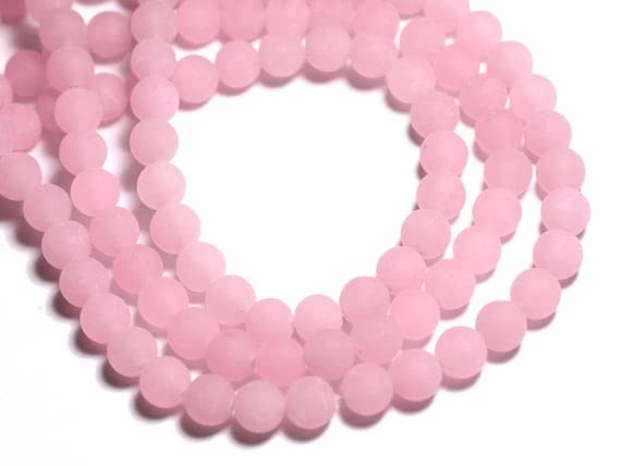 Perles en jade rose clair mat 8 mm LKBEADS pierre authentique fil 39cm