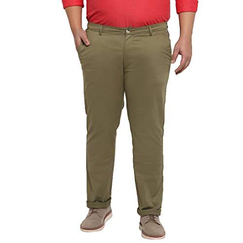 Image of Urbano Plus Men Mid Rise Cotton Regular Fit Casual Chino Pants Stretch