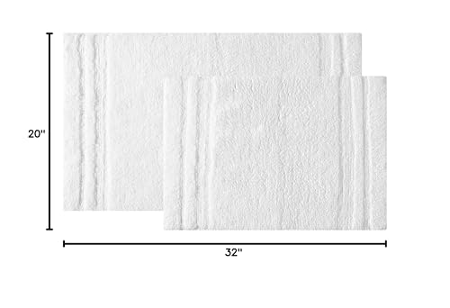 Vera Wang - Bath Rugs, Luxury Bathroom Decor, Soft & Absorbent Cotton Bath Mat (Eden White, 2 Piece)