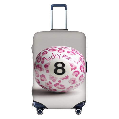 Billiard Ball With Pink Leopard Print Number 8 Elastic Travel Luggage Covers Dustproof Scratch-Resistant Suitcase Protector Fit 22-24 Inch