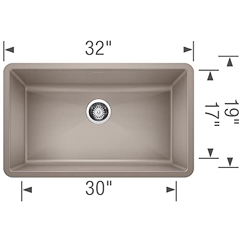 Blanco, Truffle 441297 Precis Silgranit Super Single Undermount Kitchen Sink, 32" X 19" #TOP4