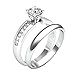14K White Gold Over Round Cut White Diamond 925 Sterling Silver Diamond Wedding Band Engagement Promise Trio Ring Set for His & Her