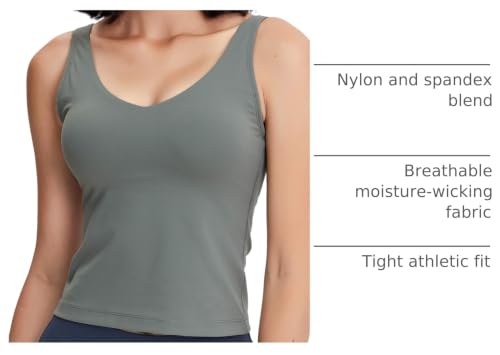 Image of POSHDIVAH Longline Sports Bra Workout Tank Tops | Padded, Removable Pads, Built in bra, Wirefree, Buttery Smooth, Soft, Fitness, Running, Yoga, Wide Straps, U-back