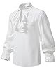 MakingDa Men's Renaissance Ruffled Frilly Shirts Long Sleeve Medieval Vintage Jabot Collar Pirate Costume Victorian Steampunk Gothic Tops-White-XL #1