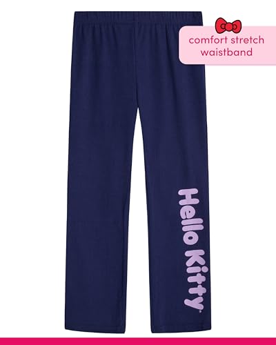 Image of Hello Kitty Girls Legging Set - 3 Piece Short Sleeve Girls Shirt Sweat Shirt Kids & Leggings Matching Set, Size 5-6, Purple /Navy