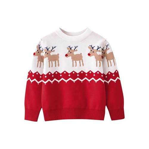 Long Sleeve for Children Boy Girl Fall Winter Boat Neck Sweater Holiday Christmas Cute Crochet Warm Knit Kid 2025