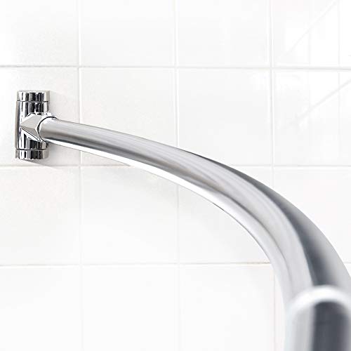 Adjustable Curved Shower Curtain Rod Rustproof Expandable Aluminum Metal Shower Rod 38-72 Inches Telescoping Design Exquisite Customizable for Bathroom,Chrome - Thumbnail 4