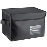 LN COZY CORNER Vinyl Record Storage Box Holds 60 7-Inch Records Stackable Collapsible Records Case LP Organizer Crate with Dust-Proof Lid Portable Handle for Collecting Valuable Album