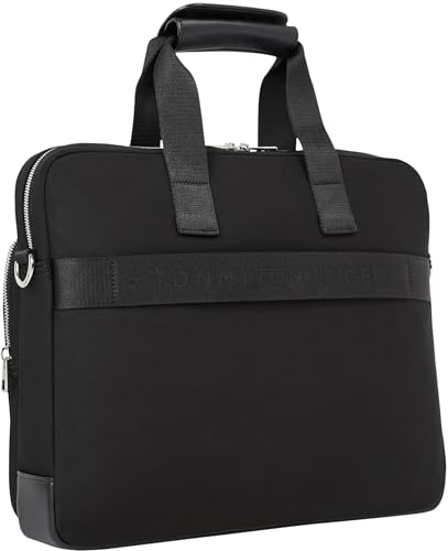 Tommy Hilfiger Herren Laptoptasche Business Nylon mit Außentaschen, Schwarz (Black), Einheitsgröße