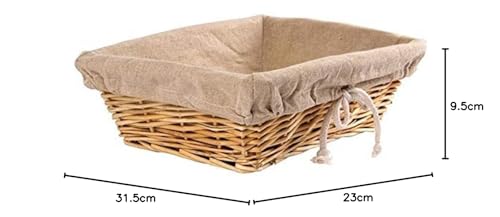 Olympia Rechteckiger Weidenkorb mit herausnehmbarem Einsatz, Braun, Größe: 95 (H) x 315 (B) x 230 (L) mm, Präsentationskorb für Brot und Gebäck, gewerbliches Buffet und Heimgebrauch, U746