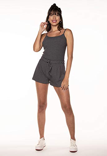 Conjunto Salvatore Comfy Com Regata Alcinha e Short Canelado (G, Grafite)