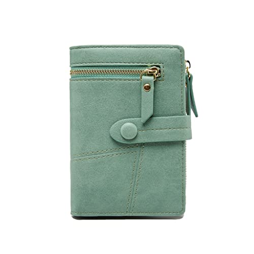 Women Multifunction Short Wallets Zipper Mini PU Leather Female Coin Purses Fashion Ladies Clutch Card Holder,Luggage (A)