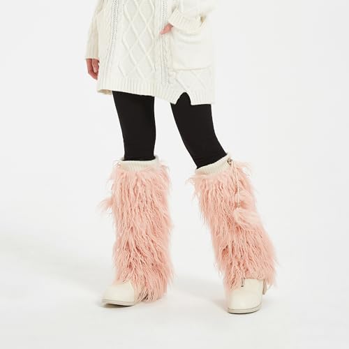 Image of Fur Leg Warmers Furry Faux Fur Winter Leggings Boot Cuffs Toppers for Women