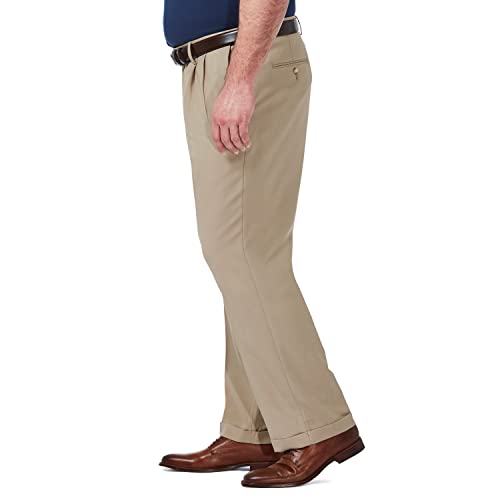 Haggar Men's Premium Comfort Classic Fit Pleat Front Pant Reg. And Big & Tall Sizes, Medium Khaki Bt, 44W X 32L - 3