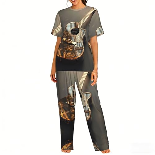 Pyjama imprimé guitare femme pour stopper l'inconfort la nuit et bien dormir