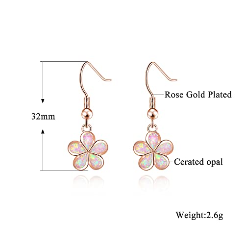 Cinily Rose Gold Plated Flower Dangle Drop Earrings Opal Earrings For Women Teen Girls Opal Jewelry Gift #TOP2