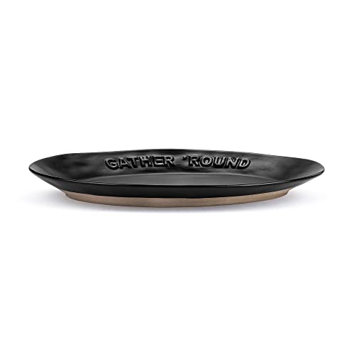 Demdaco Gather Round Matte Black 16 X 10.5 Stoneware Serving Platter Tray #TOP20