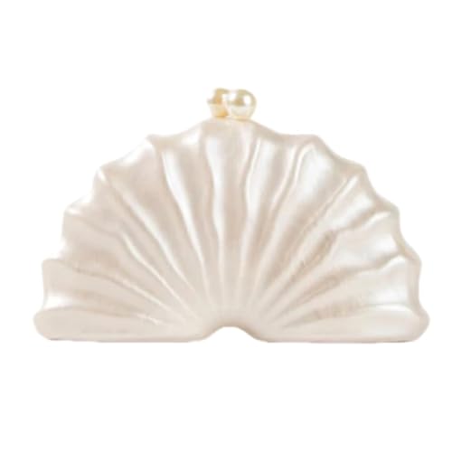 GBWYI Women Acrylic Shell Shaped Clutch Luxury Marble Acrylic Evening Handbag Unique Chain Shoulder Bag Wedding Party Purses Pearl White