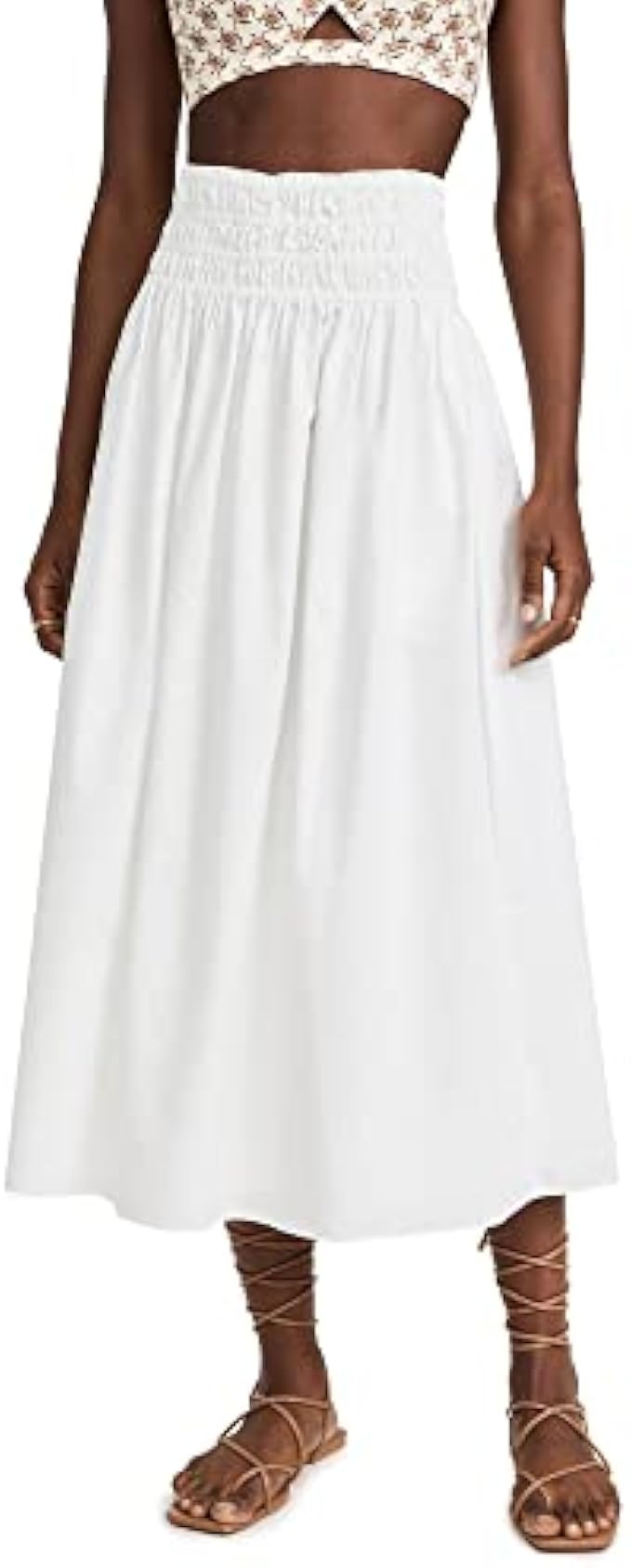 Rebecca Taylor Women's Poplin Smocked Waist Skirt