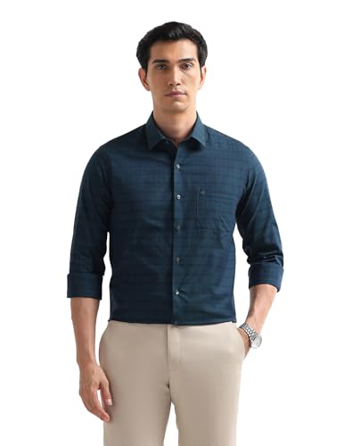 Image of Arrow Checked Slim Fit Mens Formal Shirt - Cotton, Breathable & Comfortable, Full Sleeves Shirts for Men