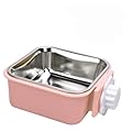 Pet Hanging Bowl for Crates, 2 in 1 Small Dog Bowl Puppy Bowl Removable Stainless Rabbit Bowl Cat Feeder Food Water Bowls for Puppy Cat Bird Rabbit Hamster Guinea Pig Ferret Small Animals (Pink)
