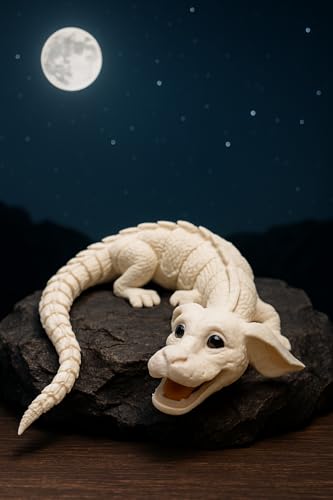 Genérico Bewegliche Figur, weißer Glücksdrache, 45 cm, bewegliche Drachenfigur, Spielzeug für Sammler, Dekoration und originelles Geschenk, Lucky Dragon flexibel, Falkor, Fujur