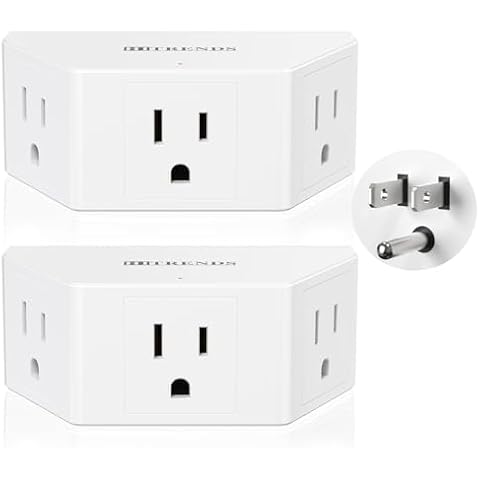 HITRENDS Multi Plug Outlet Extender 2 Pack, Small Electric Outlet Adapter, Small 3 AC Plug Extender for Travel Cruise Ship Dorm Room Essentials Cover