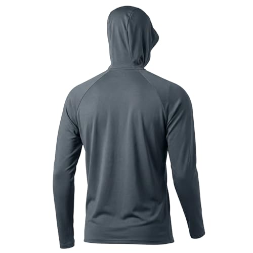 LOOGU Men's UPF 50+ Sun Protection Hoodie Shirt Long Sleeve Lightweight, Rash Guard SPF T-Shirts for Fishing Hiking Dark Gray