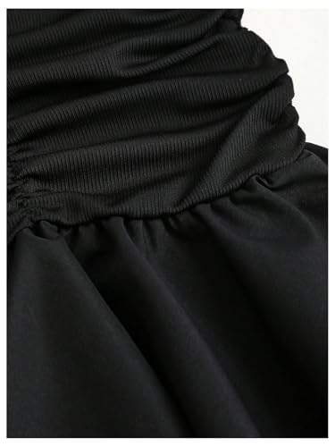 Milumia Women's Ruched V Neck Backless Halter Dress Sexy Tiered Layered Ruffle Dresses4