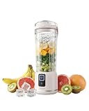 Sangcon Batidora Portátil 500ml, Mini Batidora Smoothie USB Recargable, para Fitness, Oficina y Exterior, Personal Blender con 6 Cuchillas y 2 Modos, para Hielo y Fruta Congelada, Crema
