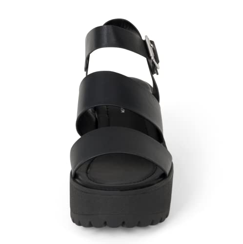 STYLISH S MARIA-S - Womens Open Toe Double Band Chunky Block Heel Lug Sole Platform Sandals With Adjustable Ankle Buckle4