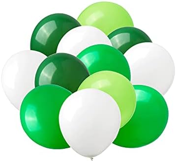 LFYDM Latex Balloon 100 pcs 12 inch ： White and Pale Green and Dark Green and Blackish Green Latex Balloons