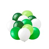 LFYDM Latex Balloon 100 pcs 12 inch ： White and Pale Green and Dark Green and Blackish Green Latex