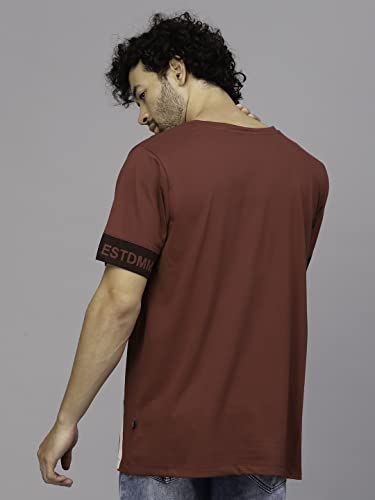 Image of Rigo Back Printed Half Sleeves Round Neck Oversized T-Shirt for Men | Drop Shoulder T-Shirt for Men | Loose Baggy Fit T-Shirt for Men