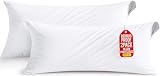 Set of 2 Pillow Protectors with Zipper Body Size, Bed Bug and Dust Mite Proof Pillow Covers, Ultra Soft Pillow Encasements, Moisture Wicking and Waterproof Pillow Cases by Utopia Bedding (White)