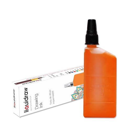 Encre à dessin orange pour stylo technique - 25 ml (compatible avec les stylos Rotring Isograph)