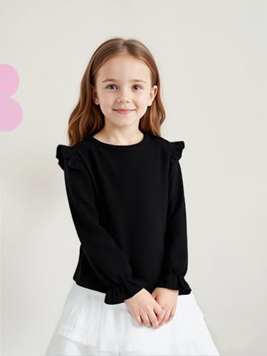 Image of LYSMuch Toddler Baby Girls Blouse Long Sleeve Ruffle Shirt Solid Top Clothes