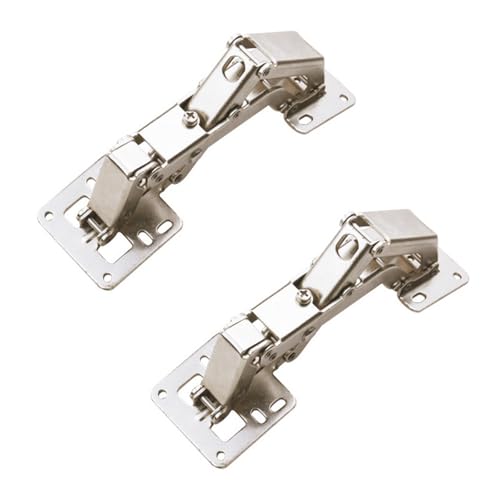2 Piezas Bisagras Atornillables, 170 Grados Bisagras Metal, ángulo Apertura Bisagras Muebles, Adecuado Gabinetes Cocina, Puertas Armario(Plata)