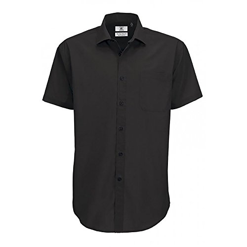 B&C Mens Smart Short Sleeve Shirt / Mens Shirts (2XL) (Black)