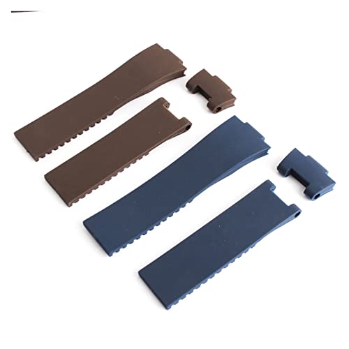 HFERHT 25 * 12mm Black Brown Blue Waterproof Silicone Rubber Watch Band Wrist WatchBand Belt Compatible With Ulysse Nardin Strap(Black)