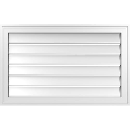 32"W x 20"H Rectangle Surface Mount PVC Gable Vent: Functional, w/ 1-1/2" x 2" Brickmould Frame