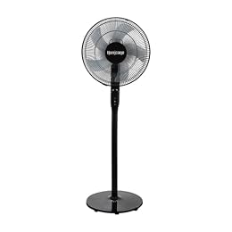 Hurricane Oscillating Pedestal Stand Fan, 12-Speed Cooling Unit, 16", Black - With Remote Control, Adjustable Tilt & Height, for Home, Bedroom, Office & Dorm