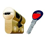 MAUER NW5 Bombin de Seguridad 31x31 DOBLE EMBRAGUE Color Laton Cilindro Bombillo Reforzado Antirotura Antibumping Antitaladro Leva Antiextracción Cerradura para Puerta 5 LLaves Tarjeta de Seguridad