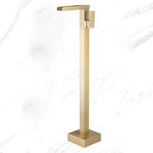 Robinet cascade monté au sol mitigeur de bain chaud froid gris pour baignoire autoportante
