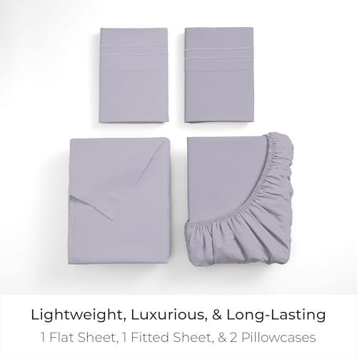 Image of Mellanni Full Sheets Set - 4 PC Iconic Collection Bedding | Hotel Luxury, Extra Soft, Cooling Bed Sheets - Wrinkle, Fade, Stain Resistant (Full, Lavender)